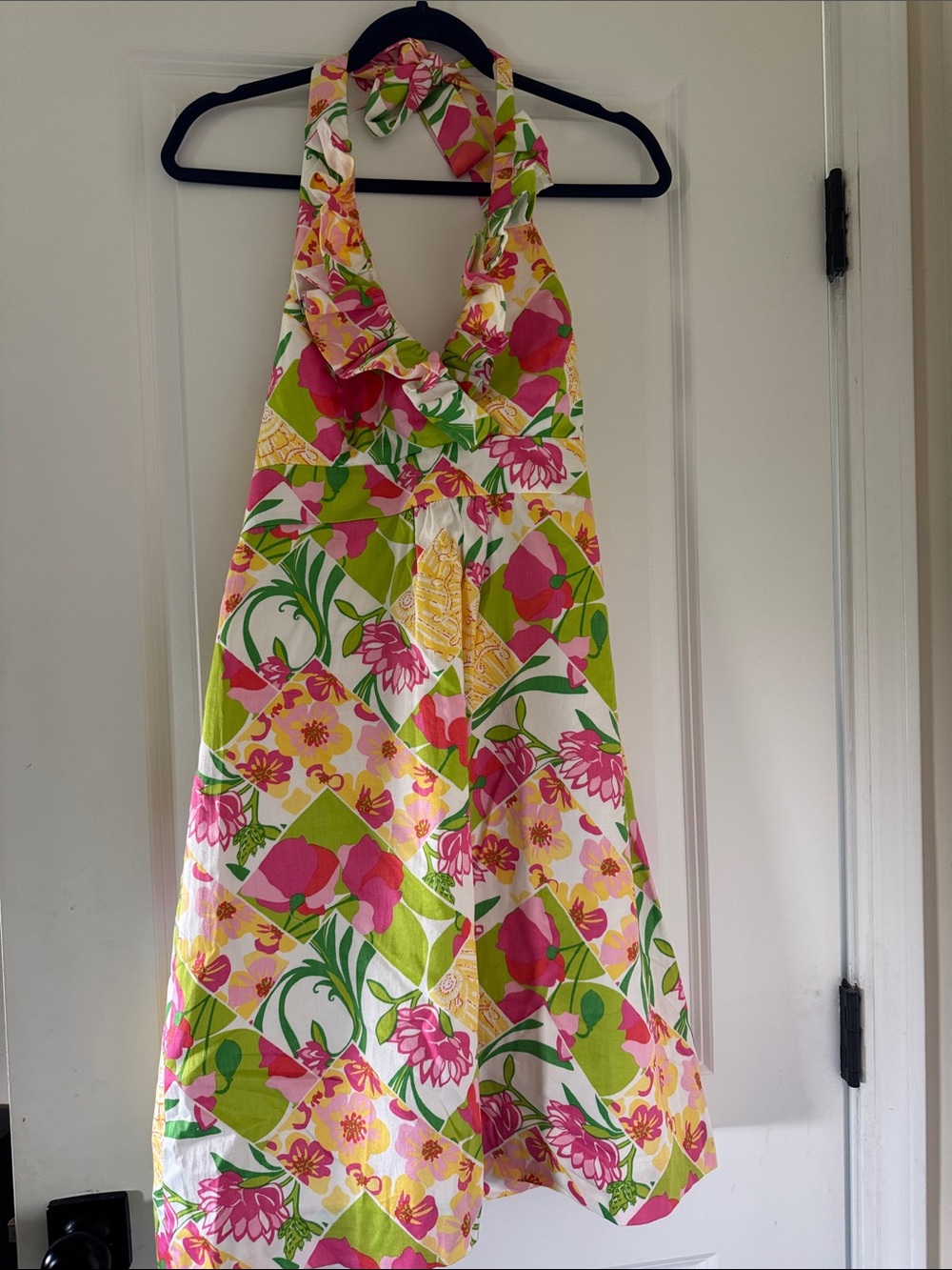 Lilly Pulitzer Halter Floral Sundress in Pink, Green & Yellow